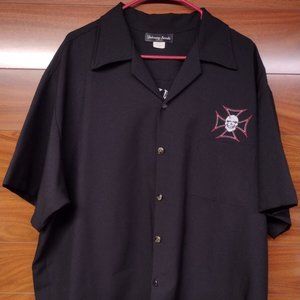 Men's Johnny Sued Made in USA Maltese Cross with Skull Embroidered 3x Shirt